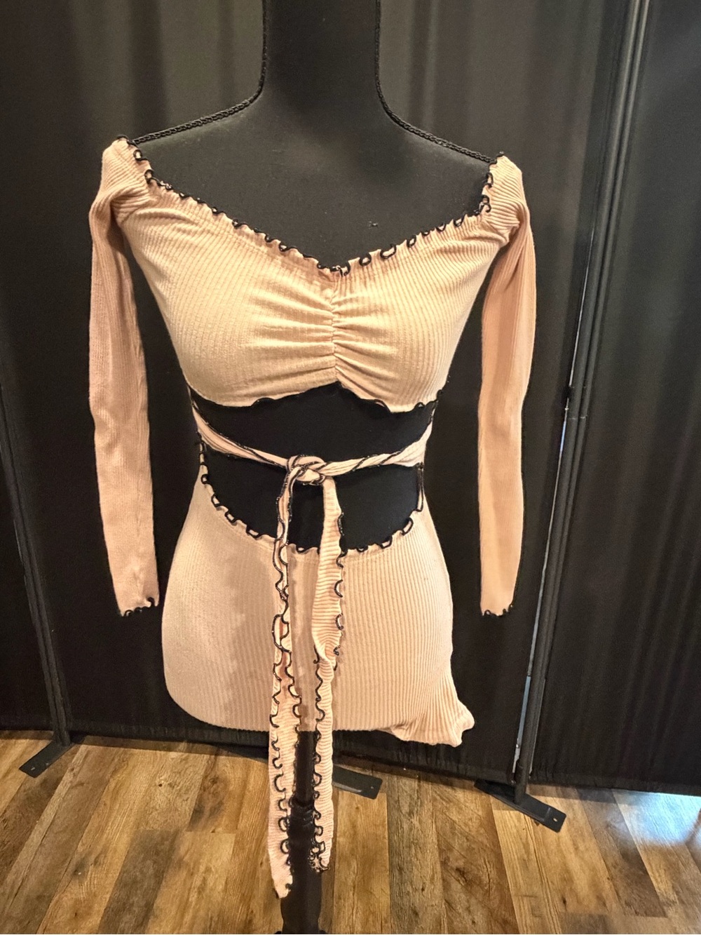 Ruched Off-Shoulder Romper in Blush Pink